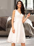 Kaia A-Line V-neck Knee-Length Wedding Dress STIP0013743