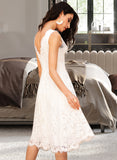 Kaia A-Line V-neck Knee-Length Wedding Dress STIP0013743