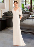 Naima Trumpet/Mermaid V-neck Court Train Wedding Dress With Sash STIP0013744