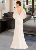 Naima Trumpet/Mermaid V-neck Court Train Wedding Dress With Sash STIP0013744