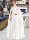 Alma A-Line High Neck Floor-Length Chiffon Wedding Dress STIP0013748