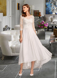 Hana A-Line Illusion Asymmetrical Wedding Dress With Lace STIP0013749