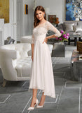 Hana A-Line Illusion Asymmetrical Wedding Dress With Lace STIP0013749