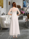 Hana A-Line Illusion Asymmetrical Wedding Dress With Lace STIP0013749