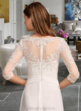 Hana A-Line Illusion Asymmetrical Wedding Dress With Lace STIP0013749