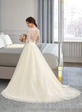 Kylie Ball-Gown/Princess Illusion Court Train Tulle Lace Wedding Dress STIP0013750