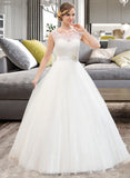 Abby Ball-Gown/Princess Scoop Neck Sweep Train Organza Lace Wedding Dress With Beading Sequins STIP0013751