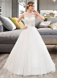 Abby Ball-Gown/Princess Scoop Neck Sweep Train Organza Lace Wedding Dress With Beading Sequins STIP0013751