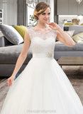 Abby Ball-Gown/Princess Scoop Neck Sweep Train Organza Lace Wedding Dress With Beading Sequins STIP0013751