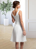 Lisa A-Line V-neck Knee-Length Chiffon Wedding Dress With Ruffle Beading Sequins STIP0013752