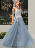 Sophie Ball-Gown/Princess V-neck Floor-Length Tulle Wedding Dress With Lace STIP0013763