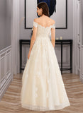 Paige Ball-Gown/Princess Off-the-Shoulder Floor-Length Wedding Dress With Beading Sequins STIP0013765