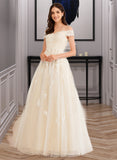 Paige Ball-Gown/Princess Off-the-Shoulder Floor-Length Wedding Dress With Beading Sequins STIP0013765