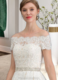 Anna Ball-Gown/Princess Court Train Tulle Wedding Dress With Beading Sequins STIP0013770