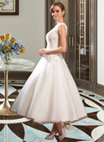 Grace Ball-Gown/Princess Scoop Neck Tea-Length Tulle Lace Wedding Dress With Beading Sequins STIP0013773