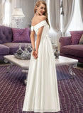 Saniyah Ball-Gown/Princess Off-the-Shoulder Floor-Length Satin Wedding Dress With Split Front Pockets STIP0013774