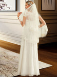 Eden A-Line Scoop Neck Floor-Length Chiffon Lace Wedding Dress With Sequins STIP0013775