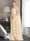 Tiara A-Line Square Neckline Floor-Length Chiffon Wedding Dress With Ruffle Beading STIP0013783