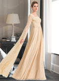 Tiara A-Line Square Neckline Floor-Length Chiffon Wedding Dress With Ruffle Beading STIP0013783