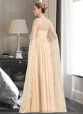 Tiara A-Line Square Neckline Floor-Length Chiffon Wedding Dress With Ruffle Beading STIP0013783