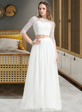 Mayra A-Line Scoop Neck Floor-Length Tulle Wedding Dress STIP0013787