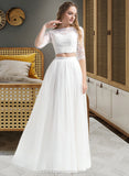 Mayra A-Line Scoop Neck Floor-Length Tulle Wedding Dress STIP0013787