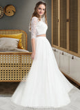 Mayra A-Line Scoop Neck Floor-Length Tulle Wedding Dress STIP0013787