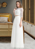 Mayra A-Line Scoop Neck Floor-Length Tulle Wedding Dress STIP0013787