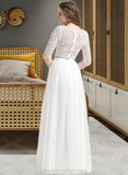 Mayra A-Line Scoop Neck Floor-Length Tulle Wedding Dress STIP0013787