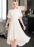 Isis A-Line Scoop Neck Asymmetrical Chiffon Wedding Dress With Pleated STIP0013790