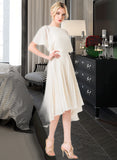 Isis A-Line Scoop Neck Asymmetrical Chiffon Wedding Dress With Pleated STIP0013790