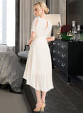 Isis A-Line Scoop Neck Asymmetrical Chiffon Wedding Dress With Pleated STIP0013790