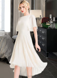 Isis A-Line Scoop Neck Asymmetrical Chiffon Wedding Dress With Pleated STIP0013790