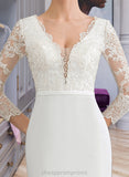 Miriam Trumpet/Mermaid V-neck Chapel Train Chiffon Wedding Dress With Beading Sequins STIP0013795