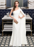 Eliza Sheath/Column One-Shoulder Floor-Length Stretch Crepe Wedding Dress STIP0013801