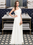 Eliza Sheath/Column One-Shoulder Floor-Length Stretch Crepe Wedding Dress STIP0013801