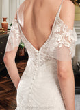 Hallie Trumpet/Mermaid V-neck Chapel Train Wedding Dress With Beading Sequins STIP0013802