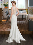 Jacquelyn Trumpet/Mermaid V-neck Court Train Stretch Crepe Wedding Dress STIP0013803