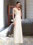 Alina Sheath/Column V-neck Court Train Wedding Dress With Sequins STIP0013807