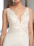 Alina Sheath/Column V-neck Court Train Wedding Dress With Sequins STIP0013807