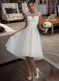 Gloria A-Line Illusion Asymmetrical Tulle Wedding Dress With Ruffle STIP0013808