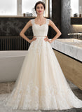 Brittany Ball-Gown/Princess Sweetheart Court Train Tulle Wedding Dress With Beading Sequins STIP0013813