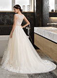 Brittany Ball-Gown/Princess Sweetheart Court Train Tulle Wedding Dress With Beading Sequins STIP0013813