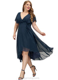 Cora A-line V-Neck Asymmetrical Chiffon Cocktail Dress STIP0020801