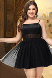 Addison A-line Square Short/Mini Satin Tulle Homecoming Dress STIP0020491