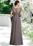 Rowan A-line V-Neck Floor-Length Chiffon Lace Mother of the Bride Dress STI126P0014532