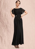 Elaine A-Line Scoop Neck Ankle-Length Chiffon Mother of the Bride Dress With Ruffle Beading STI126P0014533