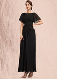 Elaine A-Line Scoop Neck Ankle-Length Chiffon Mother of the Bride Dress With Ruffle Beading STI126P0014533