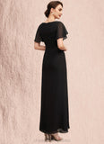 Elaine A-Line Scoop Neck Ankle-Length Chiffon Mother of the Bride Dress With Ruffle Beading STI126P0014533