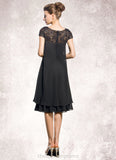 Alison Empire Scoop Neck Knee-Length Chiffon Mother of the Bride Dress With Beading Sequins STI126P0014537